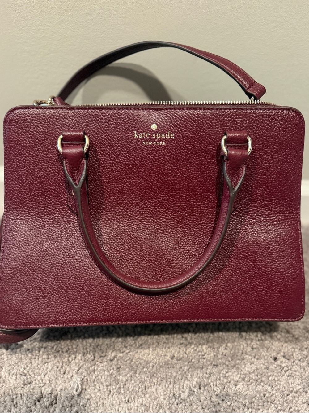 NWT Kate Spade Mulberry Street Lise Satchel WKRU4002 Cherrywood Leather Crossbod